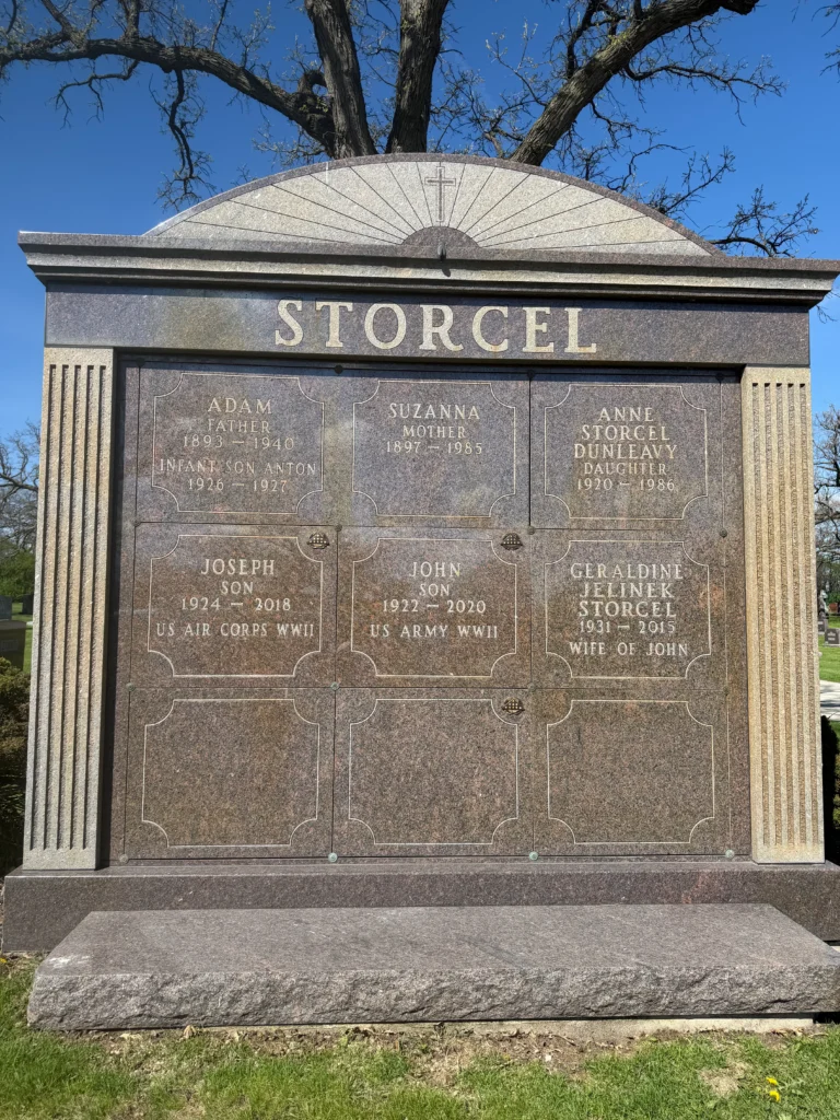 Granite mausoleum before cleaning and sealing
