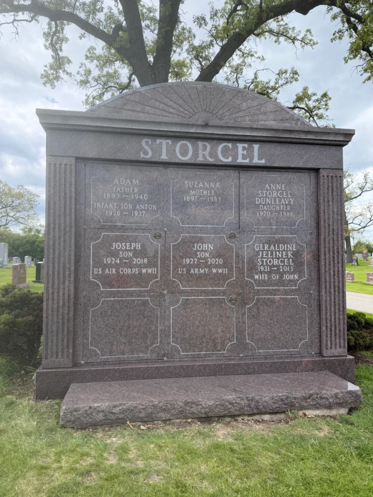Granite mausoleum after cleaning and sealing by Prestige Grout